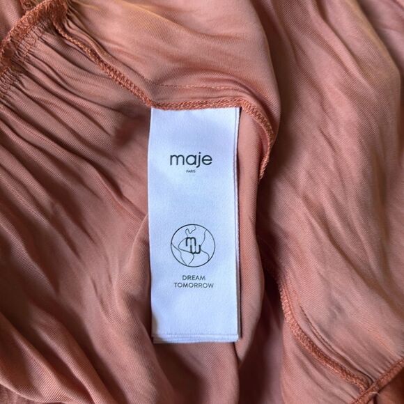 Maje Ruffle Midi dress‎ Rust color size 6 NWOT - Picture 7 of 10
